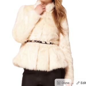 ASOS Curve Cream Ivory Faux Fur Peplum Jacket
